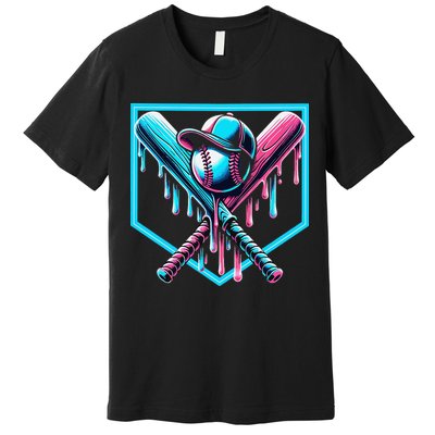Baseball Home Drip  Baseball Bat Gift Premium T-Shirt