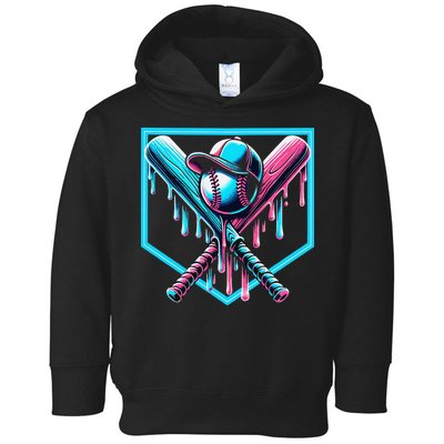 Baseball Home Drip  Baseball Bat Gift Toddler Hoodie