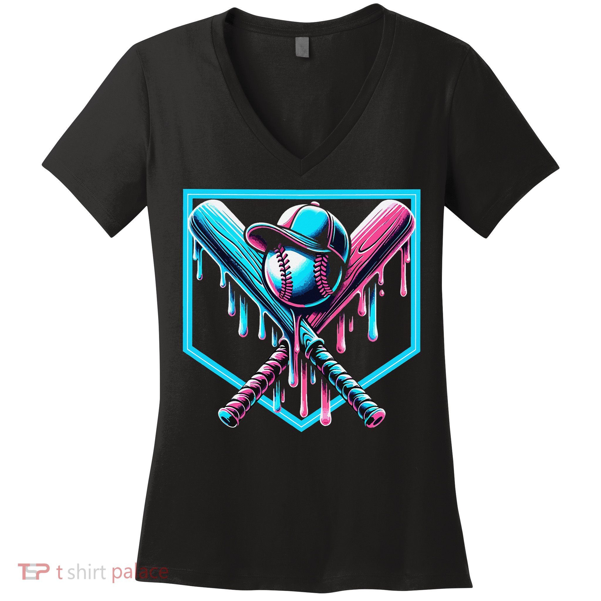 Baseball Home Drip  Baseball Bat Gift Women's V-Neck T-Shirt