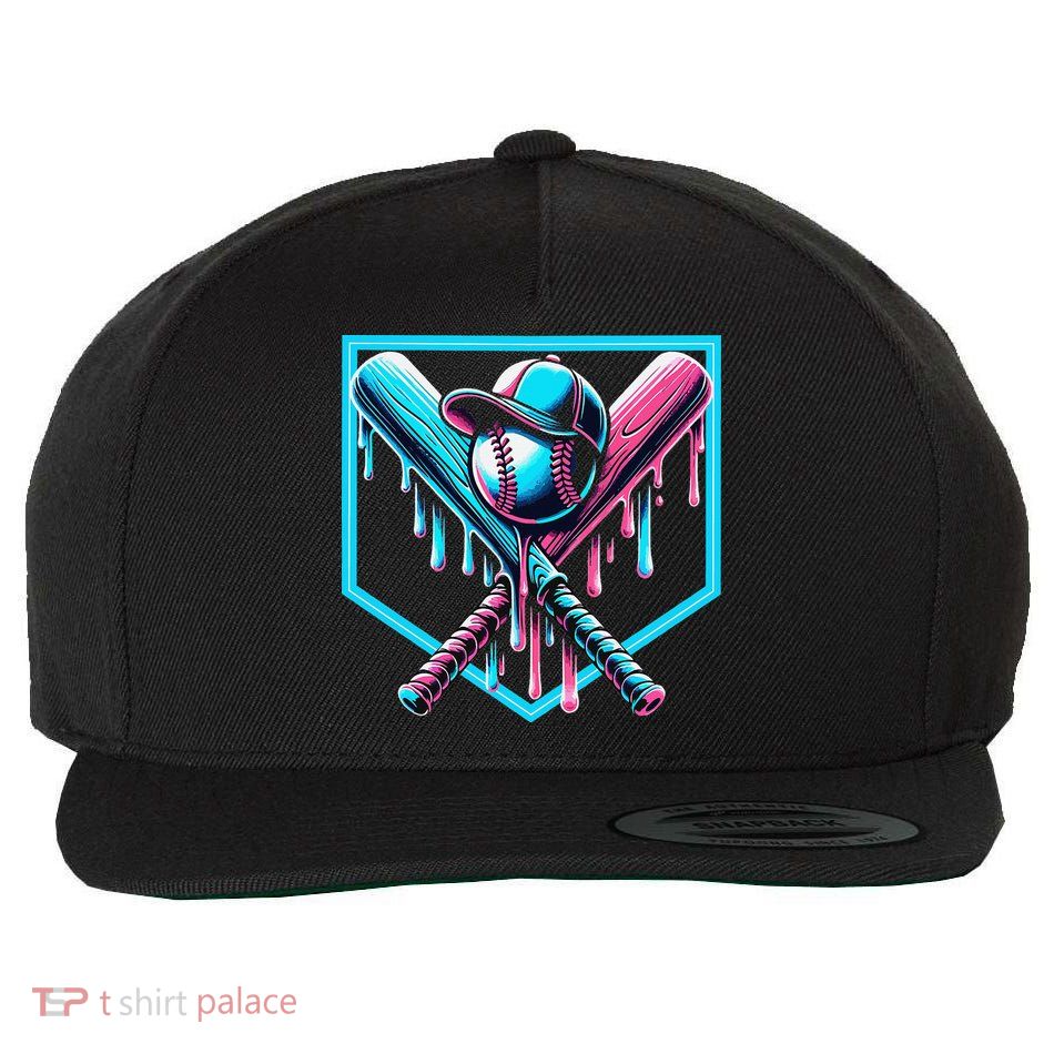 Baseball Home Drip  Baseball Bat Gift Wool Snapback Cap