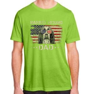 Basset Hound Dad Dog Lovers American Flag 4th Of July Adult ChromaSoft Performance T-Shirt