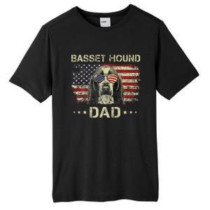 Basset Hound Dad Dog Lovers American Flag 4th Of July Tall Fusion ChromaSoft Performance T-Shirt