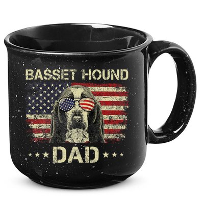 Basset Hound Dad Dog Lovers American Flag 4th Of July 15oz Campfire Ceramic Mug