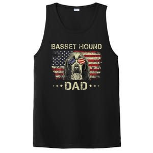 Basset Hound Dad Dog Lovers American Flag 4th Of July PosiCharge Competitor Tank