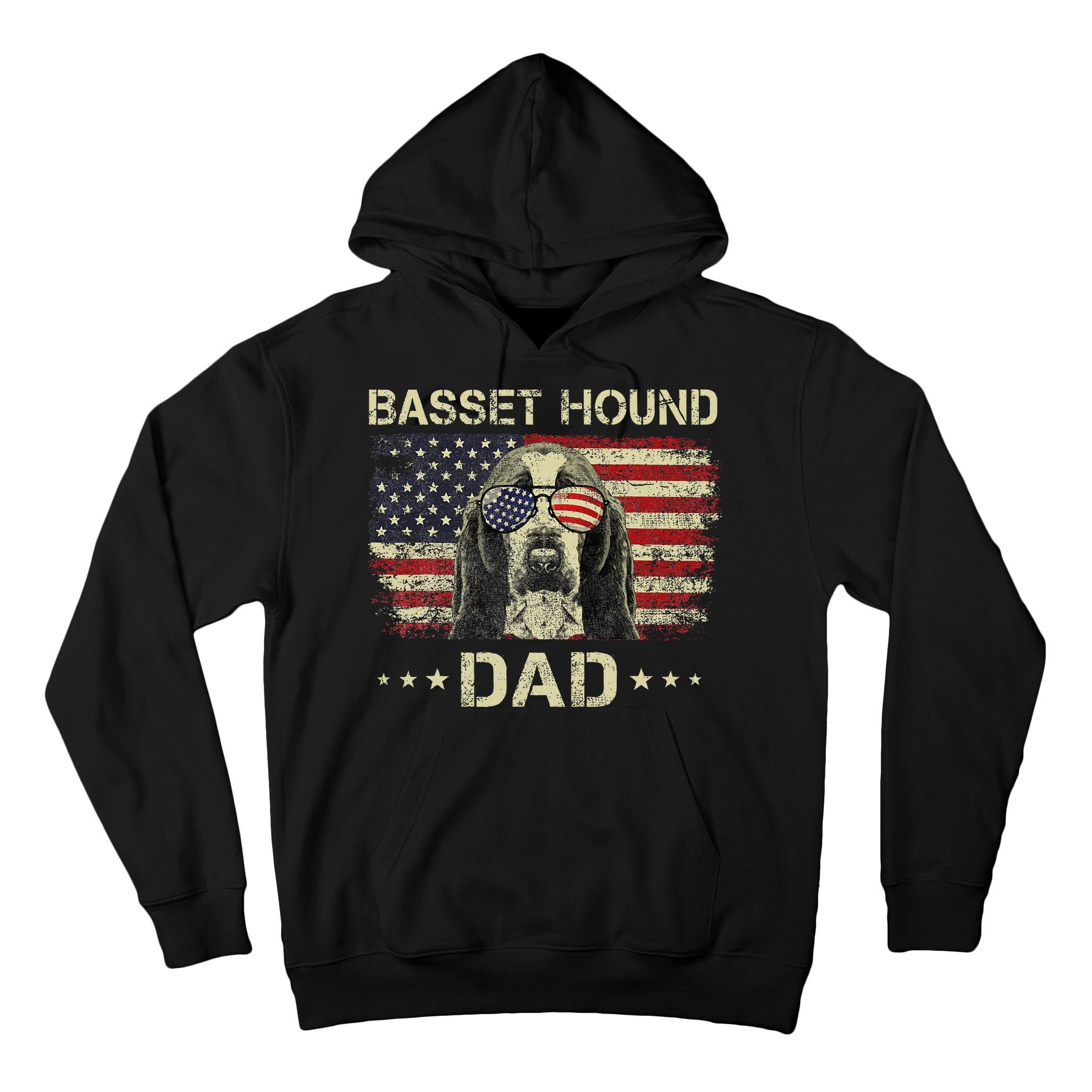 Basset Hound Dad Dog Lovers American Flag 4th Of July Tall Hoodie