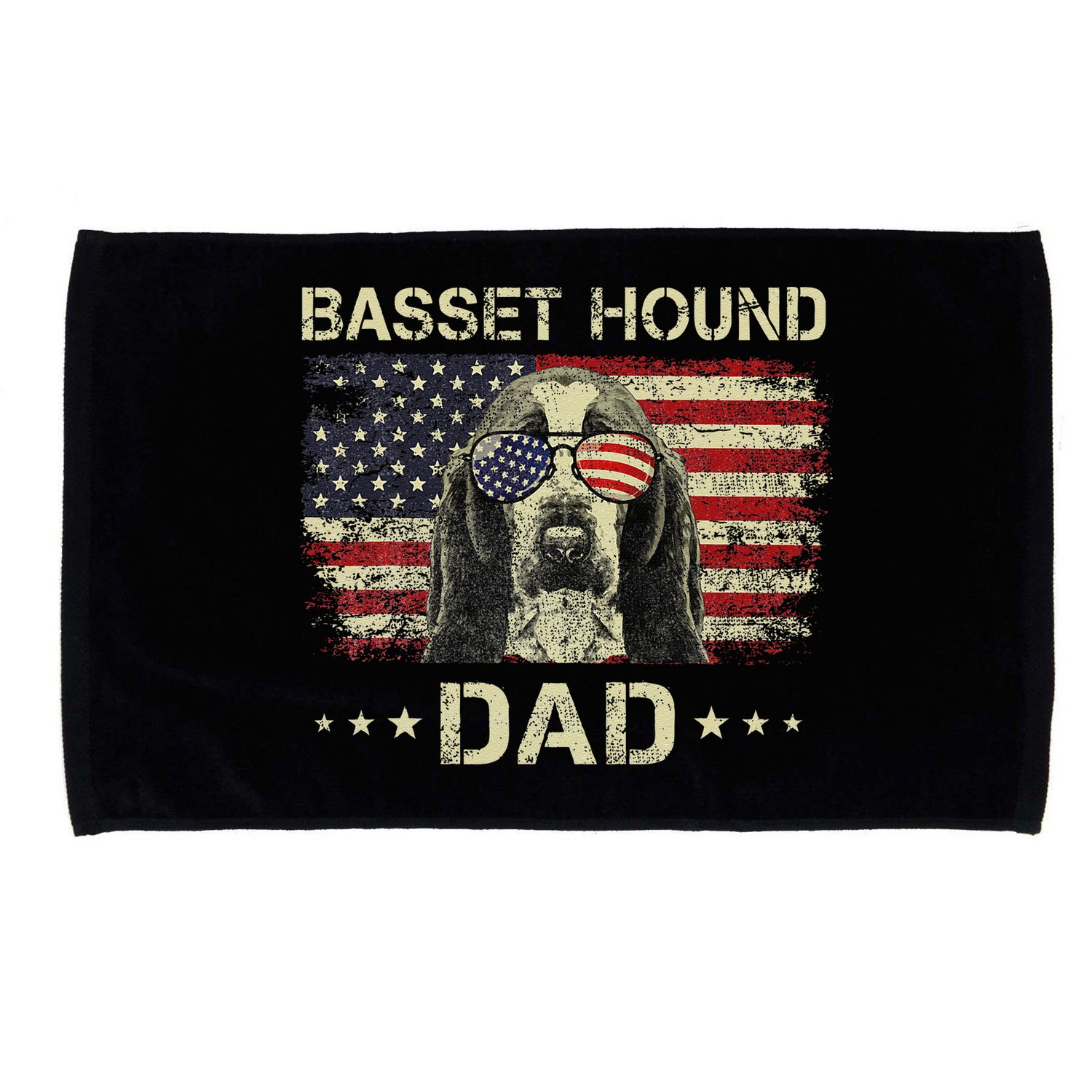 Basset Hound Dad Dog Lovers American Flag 4th Of July Microfiber Hand Towel