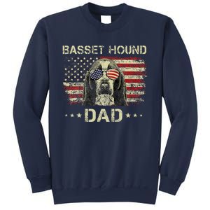 Basset Hound Dad Dog Lovers American Flag 4th Of July Sweatshirt