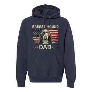 Basset Hound Dad Dog Lovers American Flag 4th Of July Premium Hoodie