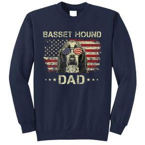 Basset Hound Dad Dog Lovers American Flag 4th Of July Tall Sweatshirt