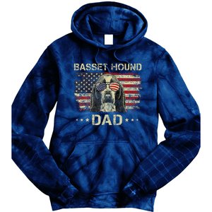 Basset Hound Dad Dog Lovers American Flag 4th Of July Tie Dye Hoodie