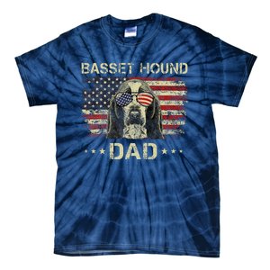 Basset Hound Dad Dog Lovers American Flag 4th Of July Tie-Dye T-Shirt