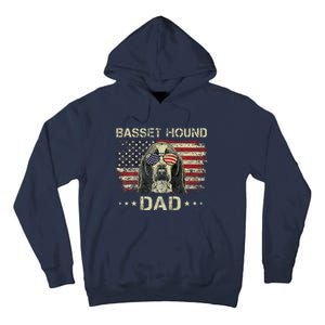 Basset Hound Dad Dog Lovers American Flag 4th Of July Tall Hoodie