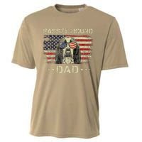 Basset Hound Dad Dog Lovers American Flag 4th Of July Cooling Performance Crew T-Shirt