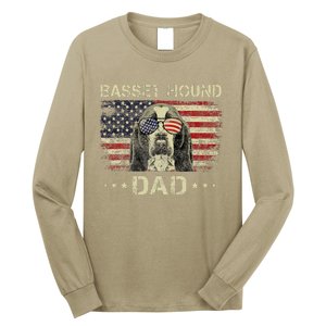 Basset Hound Dad Dog Lovers American Flag 4th Of July Long Sleeve Shirt