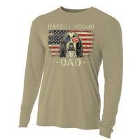 Basset Hound Dad Dog Lovers American Flag 4th Of July Cooling Performance Long Sleeve Crew