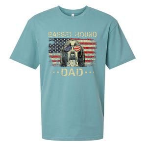 Basset Hound Dad Dog Lovers American Flag 4th Of July Sueded Cloud Jersey T-Shirt