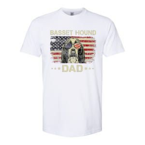 Basset Hound Dad Dog Lovers American Flag 4th Of July Softstyle CVC T-Shirt