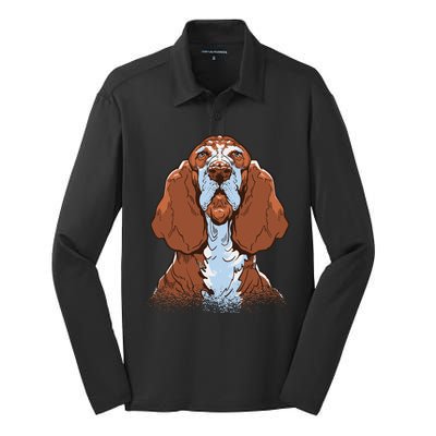 Basset Hound Dog Silk Touch Performance Long Sleeve Polo