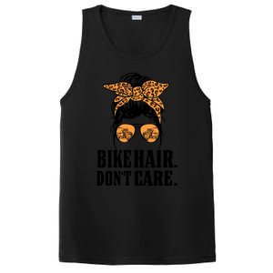 Bike Hair Don't Care Leopard Motorcycle Messy Bun Biker Life Cool Gift PosiCharge Competitor Tank