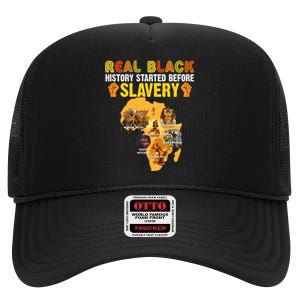 Black History Didn't Start With Slavery Black History Month High Crown Mesh Back Trucker Hat