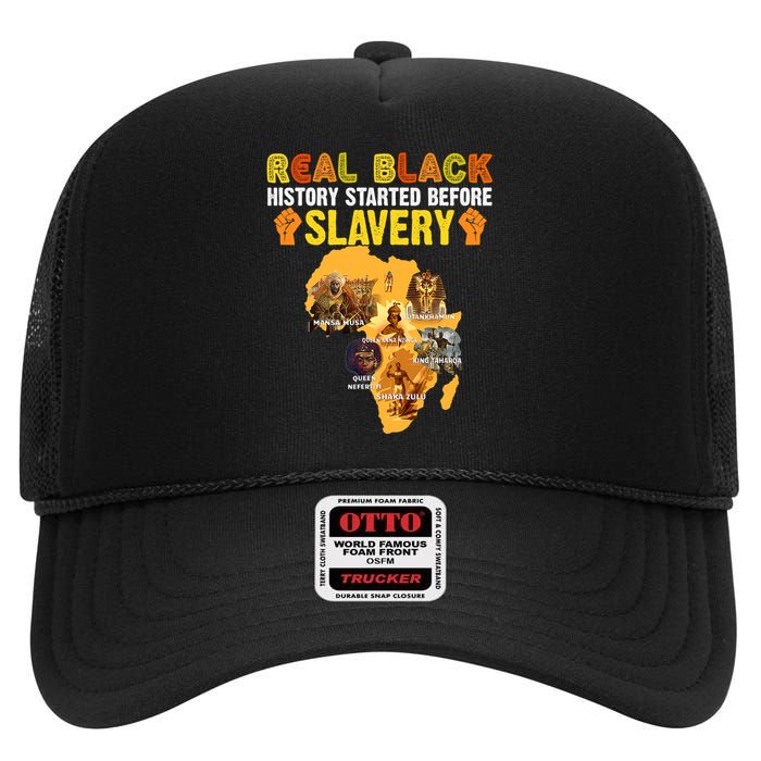 Black History Didn't Start With Slavery Black History Month High Crown Mesh Back Trucker Hat