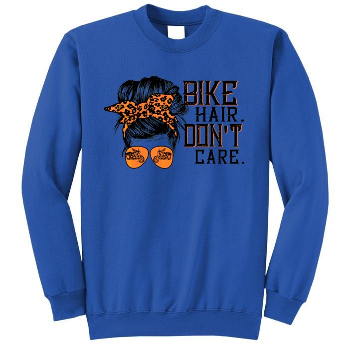 Bike Hair Don't Care Messy Bun Biker Messy Bun Mom Gift Sweatshirt