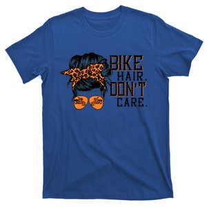 Bike Hair Don't Care Messy Bun Biker Messy Bun Mom Gift T-Shirt