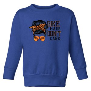 Bike Hair Don't Care Messy Bun Biker Messy Bun Mom Gift Toddler Sweatshirt