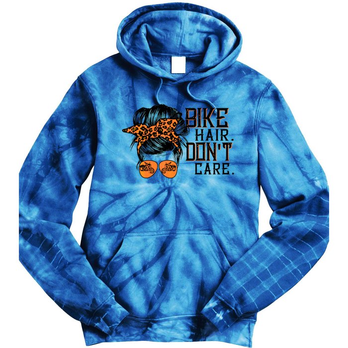 Bike Hair Don't Care Messy Bun Biker Messy Bun Mom Gift Tie Dye Hoodie