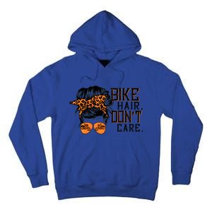 Bike Hair Don't Care Messy Bun Biker Messy Bun Mom Gift Tall Hoodie