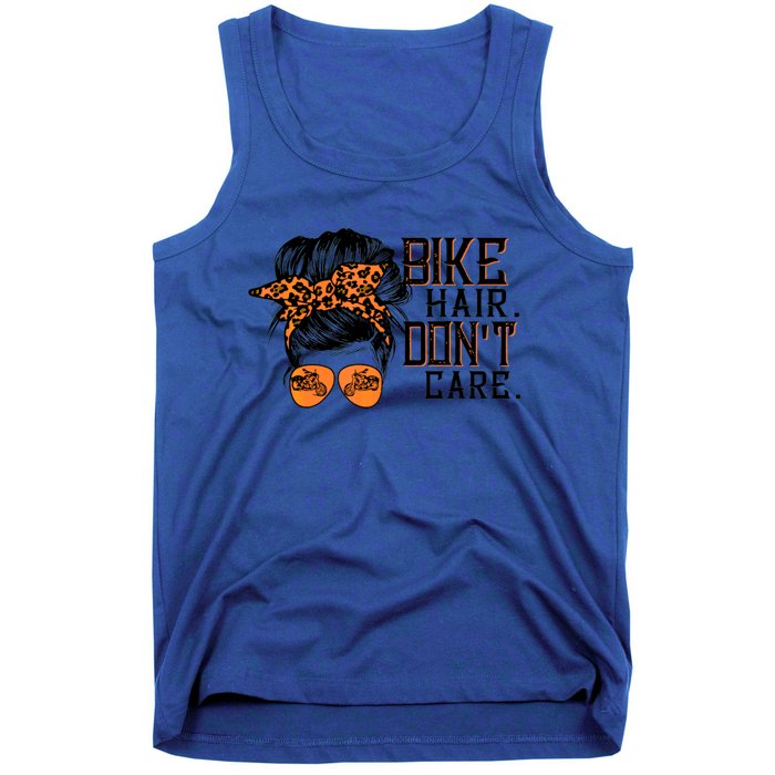 Bike Hair Don't Care Messy Bun Biker Messy Bun Mom Gift Tank Top