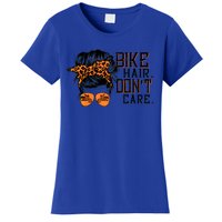 Bike Hair Don't Care Messy Bun Biker Messy Bun Mom Gift Women's T-Shirt