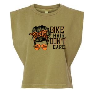 Bike Hair Don't Care Messy Bun Biker Messy Bun Mom Gift Garment-Dyed Women's Muscle Tee