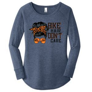 Bike Hair Don't Care Messy Bun Biker Messy Bun Mom Gift Women's Perfect Tri Tunic Long Sleeve Shirt