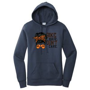 Bike Hair Don't Care Messy Bun Biker Messy Bun Mom Gift Women's Pullover Hoodie