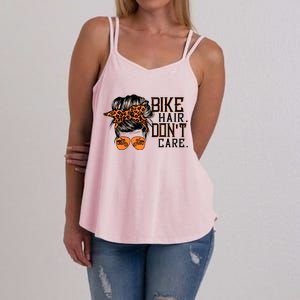 Bike Hair Don't Care Messy Bun Biker Messy Bun Mom Gift Women's Strappy Tank