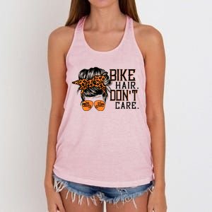 Bike Hair Don't Care Messy Bun Biker Messy Bun Mom Gift Women's Knotted Racerback Tank