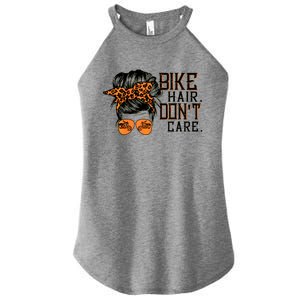 Bike Hair Don't Care Messy Bun Biker Messy Bun Mom Gift Women's Perfect Tri Rocker Tank