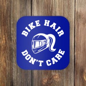 Bike Hair Don't Care Messy Bun Biker Mom Gift Coaster