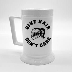 Bike Hair Don't Care Messy Bun Biker Mom Gift Beer Stein