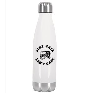 Bike Hair Don't Care Messy Bun Biker Mom Gift Stainless Steel Insulated Water Bottle