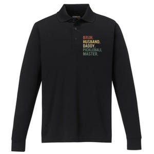 Bruh Husband Daddy Pickleball Master For Dad Fathers Day Meaningful Gift Performance Long Sleeve Polo