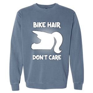 Bike Hair Don't Care Motorcycle Enduro Dirt Bike Riding Gift Garment-Dyed Sweatshirt