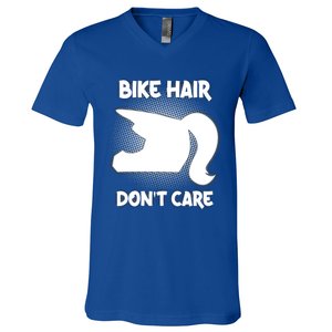 Bike Hair Don't Care Motorcycle Enduro Dirt Bike Riding Gift V-Neck T-Shirt