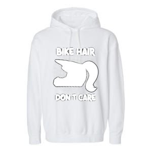 Bike Hair Don't Care Motorcycle Enduro Dirt Bike Riding Gift Garment-Dyed Fleece Hoodie