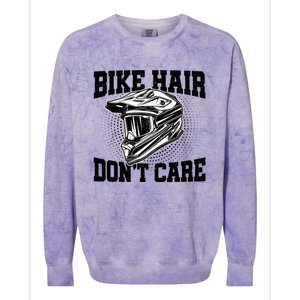 Bike Hair Don't Care Motorcycle Enduro Dirt Bike Riding Meaningful Gift Colorblast Crewneck Sweatshirt