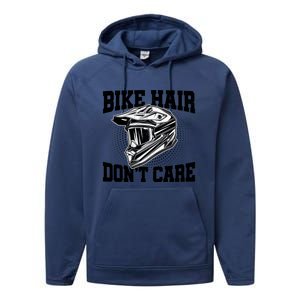 Bike Hair Don't Care Motorcycle Enduro Dirt Bike Riding Meaningful Gift Performance Fleece Hoodie