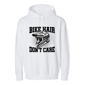 Bike Hair Don't Care Motorcycle Enduro Dirt Bike Riding Meaningful Gift Garment-Dyed Fleece Hoodie