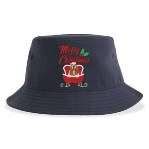 Basset Hound Dog Merry Christmas Design For The Holiday Season! Sustainable Bucket Hat