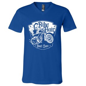 Bike Hair Don't Care Biker Motorcycle Bike Gift V-Neck T-Shirt